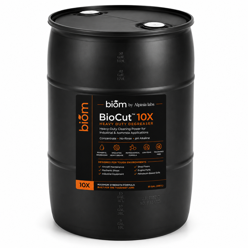 BioCut™ 10X — Heavy-Duty Bioactive Petrochemical Degrease (55LB Drum)